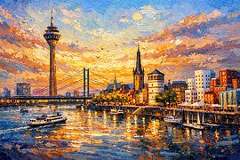 Dusseldorf in Germany, an impressionist painting. by Gallery Hoppenbrouwers