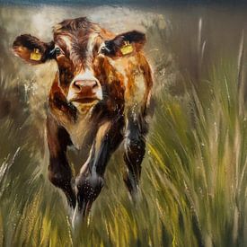 Veau dans les hautes herbes, texture sur Marjolein Deelen