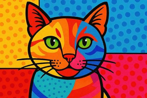 Chat coloré avec des points en demi-teinte