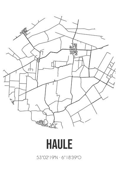 Haule (Fryslan) | Map | Black and white by Prints of Place