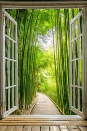 Window view into a bamboo forest - Zen oasis by Poster Art Shop