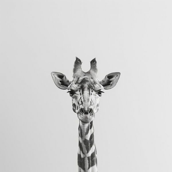 Giraffe in zwart-wit van Poster Art Shop