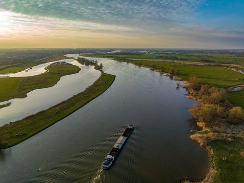 IJssel en Reevediep lente zonsondergang panoramisch vogelperspectief