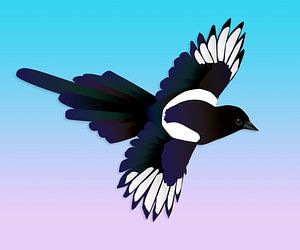 Fliegende Elster digitale Vektor-Illustration von Bianca Wisseloo