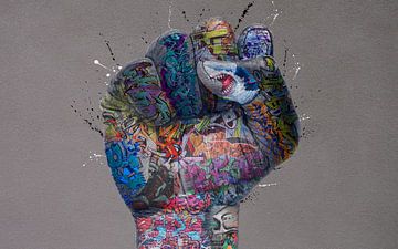 Clenched Graffiti Fist van Rene Ladenius Digital Art