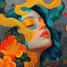 Fleurs de visage sur Peintures accrocheuses