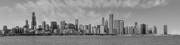 Chicago Skyline | Panorama Monochrom von Melanie Viola