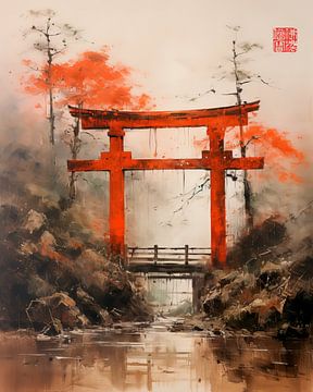 Torii Gate in Japans landschap van Peet de Rouw