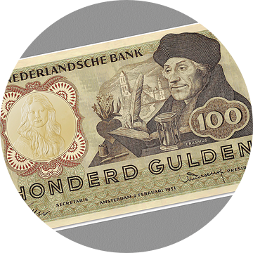 Bankbiljet van 100 gulden met Amalia en Erasmus van Hans Levendig (lev&dig fotografie)