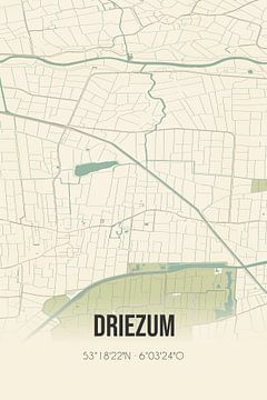 Carte ancienne de Driezum (Fryslan) sur Rezona