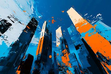 Modern stadslandschap in kleuren