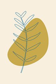 Modern boho botanical. Leaves in pastel colors. Mustard, blue, sand 2 by Dina Dankers