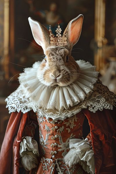 Royal rabbit in baroque style by Poster Art Shop