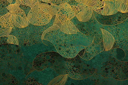 Golden Lines on Green Background