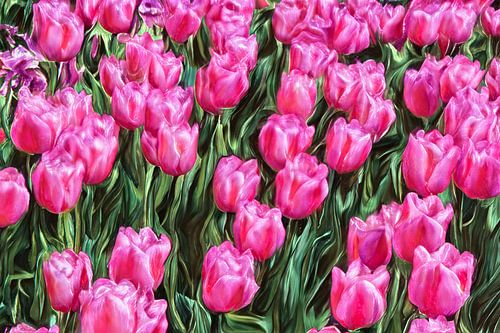 Tulipes roses impressionnistes sur Patricia Hofmeester