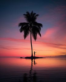 Island in the sunset