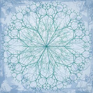 Mandala gezeichnet, blau-grün