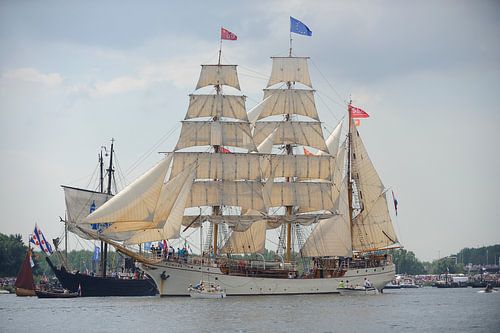 Tallship De Europa bij de parade van SAIL Amsterdam 2015