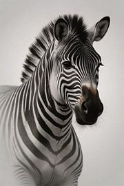 Minimalist Portrait of an Elegant Zebra by Art & Soul Creations