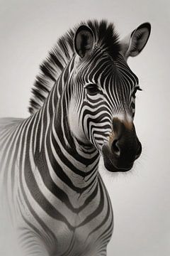 Minimalistisches Porträt eines eleganten Zebras von De Muurdecoratie