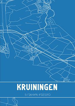Blauwdruk | Landkaart | Kruiningen (Zeeland) van Rezona
