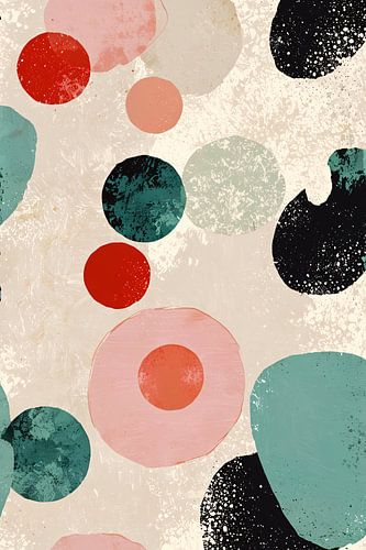 Abstracte kunst met kleurrijke cirkels en texturen