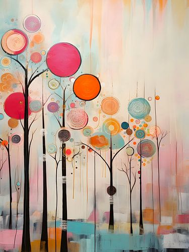 Abstracte moderne kleurrijke bomen