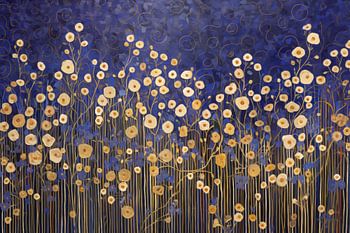 Gouden Bloemen tegen een Blauwe Hemel