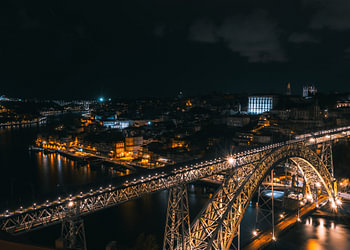 Porto en de Ponte Dom Luís I bij nacht