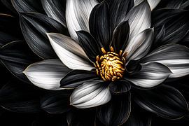 Schwarze und weiße Blume mit Gold von Art & Soul Creations