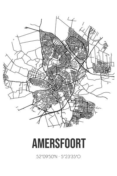 Amersfoort (Utrecht) | Map | Black and white by MyCityPoster