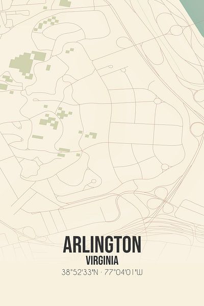 Vintage map of Arlington (Virginia), USA. by Prints of Place