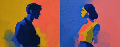 Woman and Man in Bright Colours by Wonderful Art