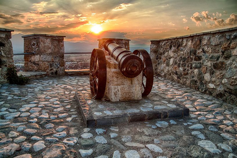 Ancient cannon on the old castle of Prizren by Besa Art