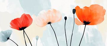 Levendige klaprozen in zachte kleuren van Poster Art Shop