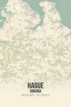 Vintage map of Hague (Virginia), USA. by Rezona