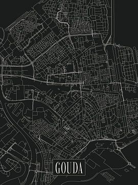 City map Gouda - City - Dark variant - South Holland Map by Locus Studio