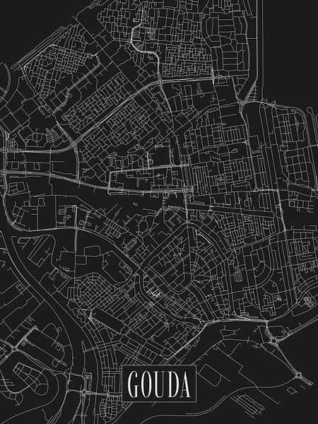City map Gouda - City - Dark variant - South Holland Map by Locus Studio