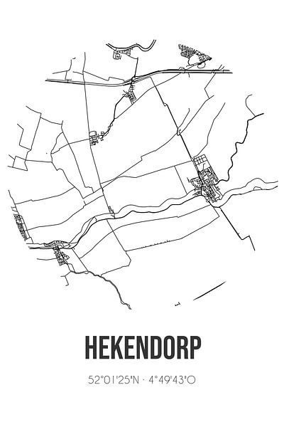 Hekendorp (Utrecht) | Map | Black and white by Prints of Place