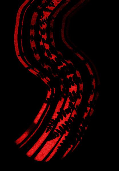 Red And Black Abstract Fern by Lies Praet