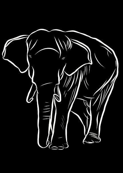 Elephant Outline Drawing by Art Kingdom