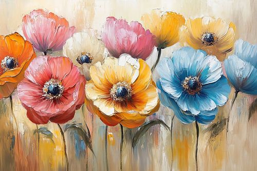 Bloemenschilderij | Kleurrijke Bloemen