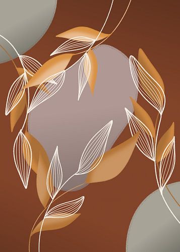 White Line art of leaves