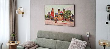 Klantfoto: Kleurrijk werk van Vrijthof Maastricht: Sint Servaasbasiliek en Sint-J van Slimme Kunst.nl