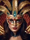 Een vrouw met een carnavalsmasker van 1xMerch thumbnail