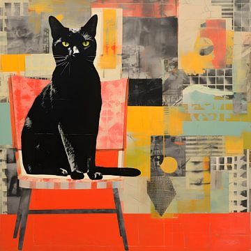 Black Cat Collage van Raymond Wijngaard