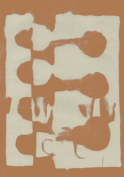 Abstracte organische vormen in terracotta en wit nr. 2 van Dina Dankers