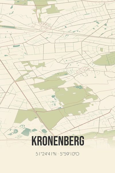 Carte ancienne de Kronenberg (Limbourg) par Affiches de lieux
