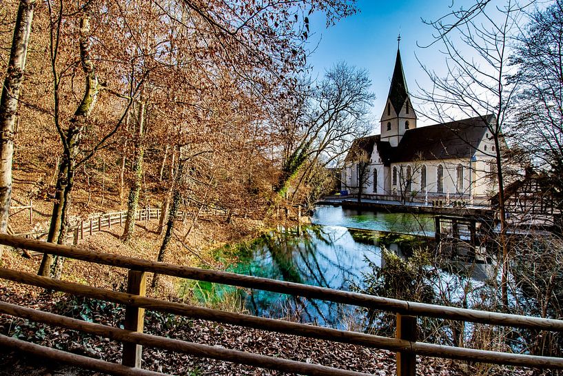 Gezicht op de kloosterkerk van Blaubeuren van Photoart-Naegele