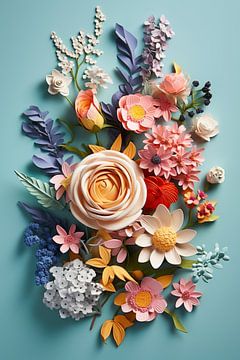 Bouquet de fleurs en papier sur Thea